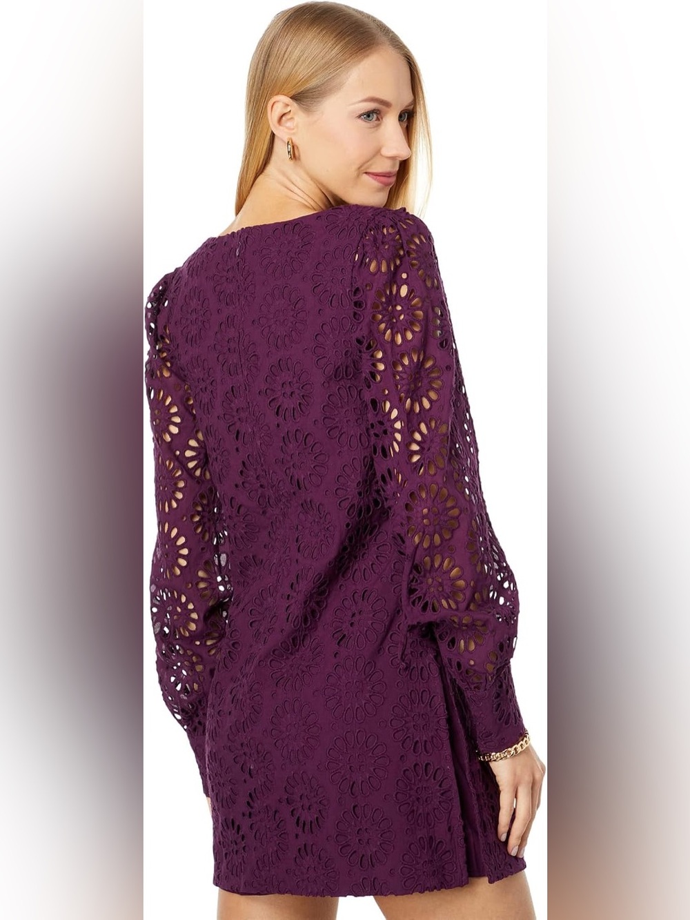 AISHA EYELET ROMPER IN PURPLE